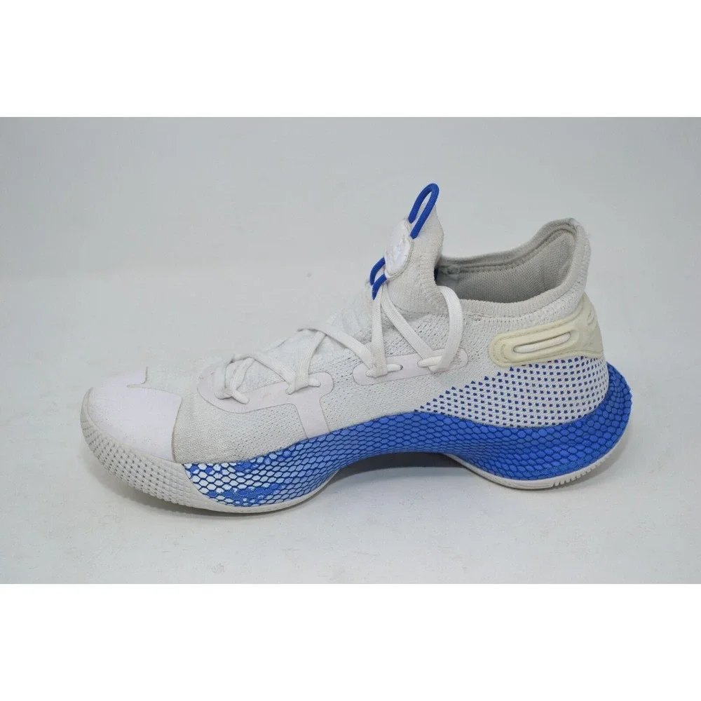 Under Armour BGS Curry 6 Boys 6Y Basketball Shoes White Blue Sneaker 3020415-103